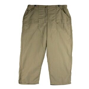 LL Bean Womens L Nylon Cargo Pants Large Regular Beige Outdoor Hiking